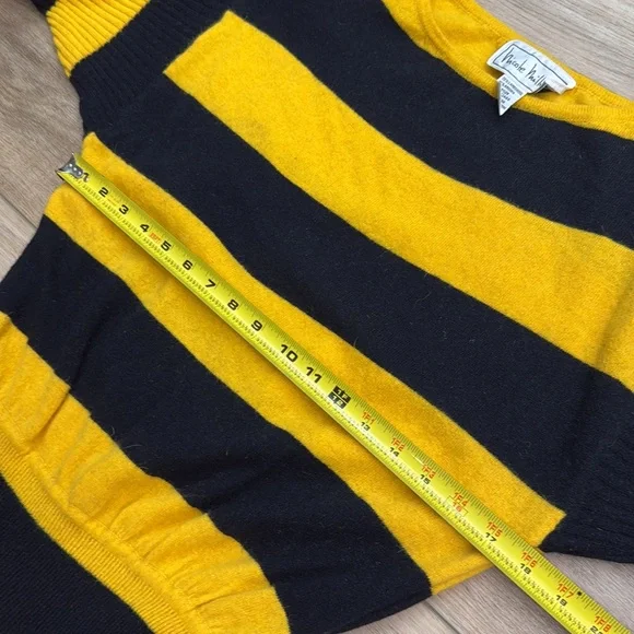 Vintage Nicole Miller Wool Bumblebee Stripe Midi Dress Sweater‎ Statement Twee - Picture 11 of 12